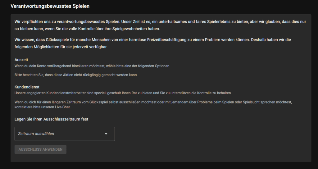 Verantwortungsvolles Glücksspiel in diesem Krypto-Casino