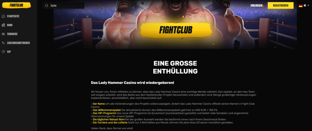 Lady Hammer Casino ist jetzt FightClub Casino
