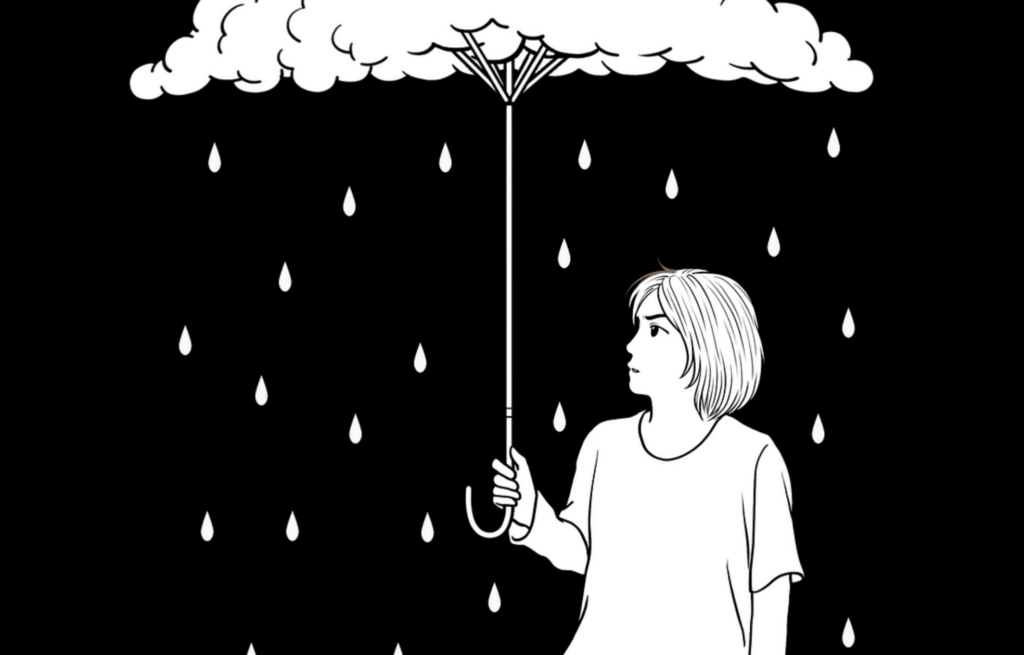 Frau mit Regenschirm