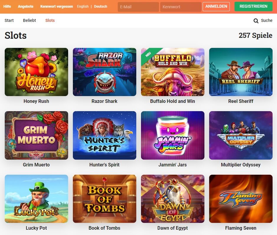 Die LeoVegas Spielauswahl hat mehr als 250 Spielautomaten zu bieten