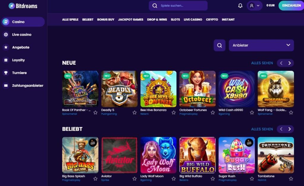 Slots bei Bitdreams