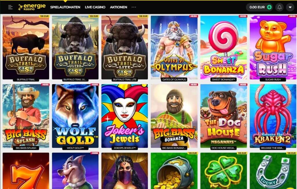 Im Energie Kasino erwartet Sie eine große Auswahl an Slots, Tisch- und Live Casino Spielen