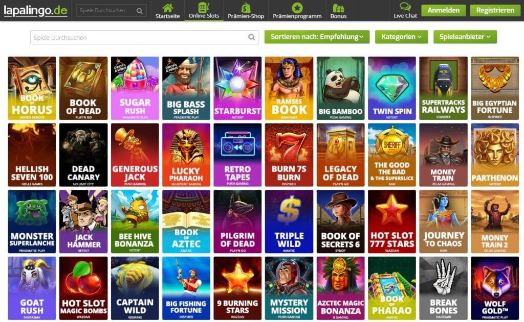 Bei mehr als 960 Slots kommt im Lapalingo Casino reichlich Stimmung auf