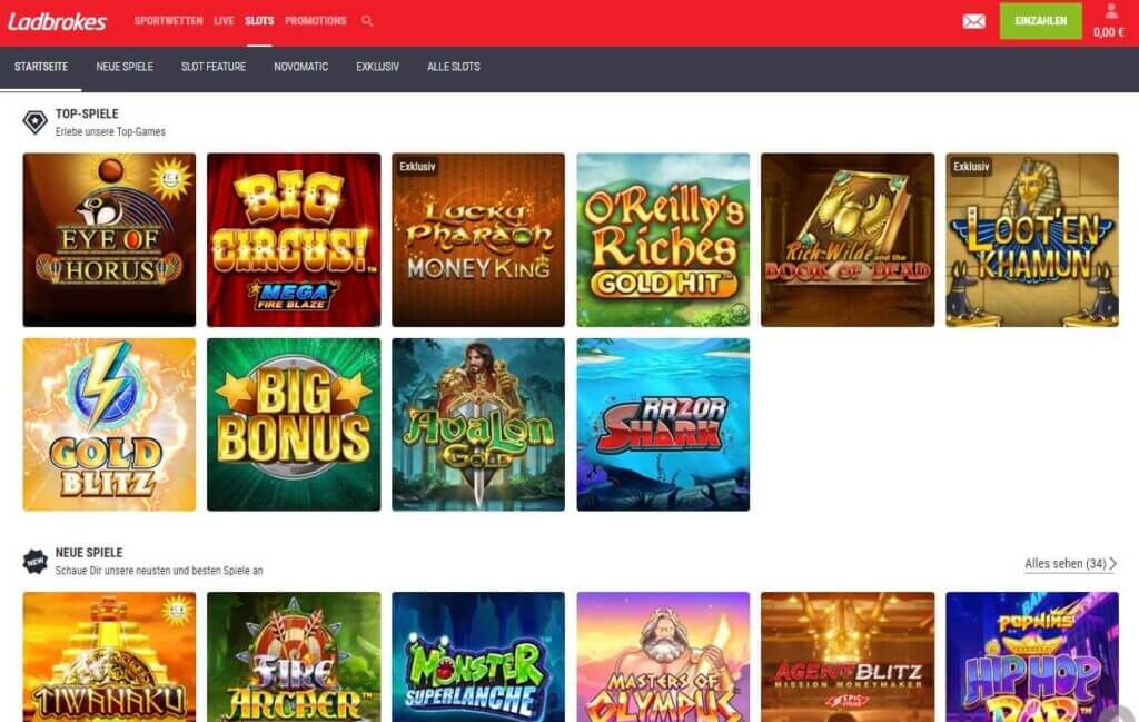 Mit mehr als 1000 Slots haben Sie im Ladbrokes Casino reichlich Auswahl