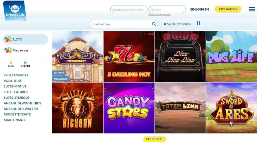 Bei mehr als 1000 Slots namhafter Spieleentwickler kommt im Drück Glück Casino Stimmung auf