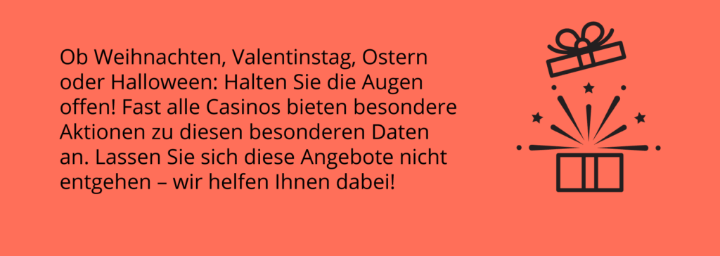 Alle Feiertags Casino Angebote finden sie auf CasinoRatgeber