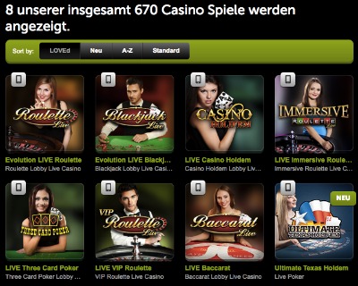 ComeOn Casino Spiele