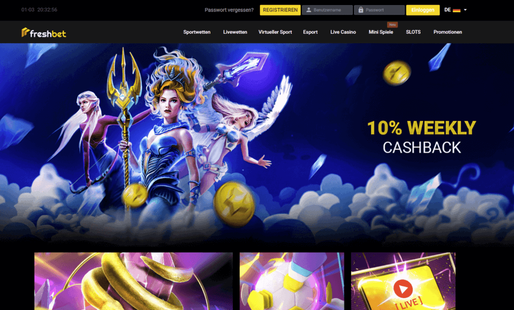 FreshBet Casino Homepage