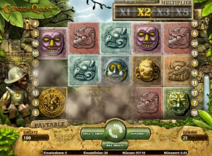 Gonzo's Quest NetEnt Slot Screen