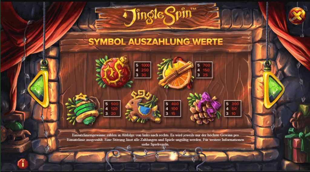 Jingle Spin Auszahlungs Werte