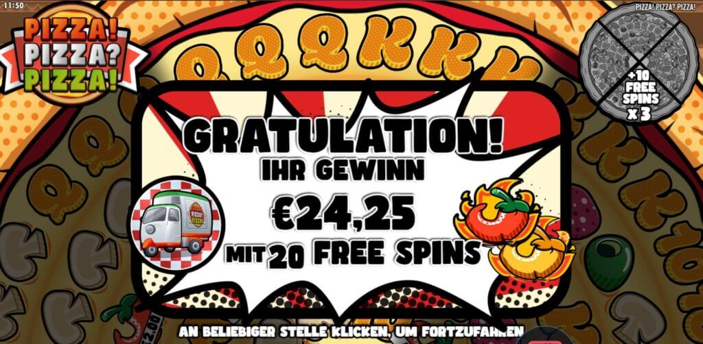 Slot-Gewinn bei PIZZA! PIZZA? PIZZA!