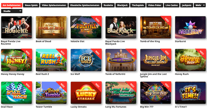 Royal Panda Casino Spiele