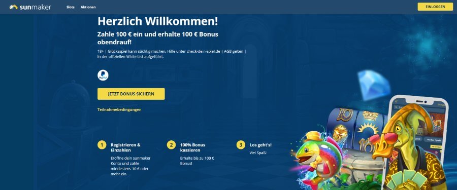 sunmaker heißt Sie mit dem Willkommensbonus willkommen!